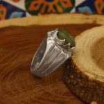 انگشتر زبرجد الماس تراش نقره مردانه دست ساز طرح اعلی - Image 3