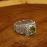 انگشتر زبرجد الماس تراش نقره مردانه دست ساز طرح تقوی + ئزئین 4 قطعه برلیان - Image 2