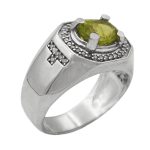 انگشتر زبرجد الماس تراش نقره مردانه طرح پیمان