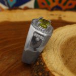 انگشتر زبرجد الماس تراش نقره مردانه طرح پیمان - Image 2