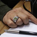 انگشتر زبرجد الماس تراش نقره مردانه طرح پیمان - Image 4