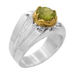 انگشتر زبرجد الماس تراش نقره مردانه دست ساز طرح فرزاد