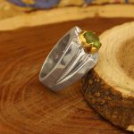 انگشتر زبرجد الماس تراش نقره مردانه دست ساز طرح فرزاد - Image 3