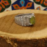 انگشتر زبرجد الماس تراش نقره مردانه دست ساز طرح سرمد - Image 2