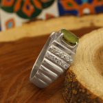 انگشتر زبرجد الماس تراش نقره مردانه دست ساز طرح سرمد - Image 3