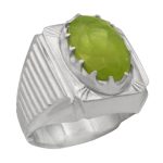 انگشتر زبرجد الماس تراش نقره مردانه دست ساز طرح پارسا