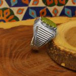 انگشتر زبرجد الماس تراش نقره مردانه دست ساز طرح پارسا - Image 3