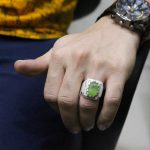 انگشتر زبرجد الماس تراش نقره مردانه دست ساز طرح پارسا - Image 4