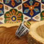 انگشتر زبرجد الماس تراش نقره مردانه دست ساز طرح فاخر کبیر - Image 2