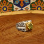 انگشتر زبرجد الماس تراش نقره مردانه دست ساز طرح فاخر کبیر - Image 3