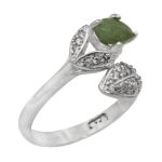 انگشتر زمرد الماس تراش نقره زنانه طرح نفس