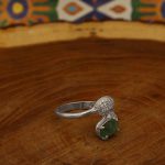 انگشتر زمرد الماس تراش نقره زنانه طرح نفس - Image 3