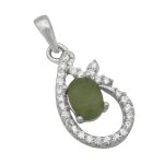 گردنبند زمرد الماس تراش نقره زنانه طرح گرتل