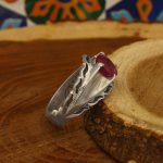 انگشتر یاقوت سرخ الماس تراش نقره مردانه دست ساز طرح هیوا - Image 3