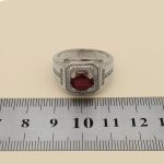 انگشتر یاقوت سرخ الماس تراش نقره مردانه طرح قدیم - Image 5