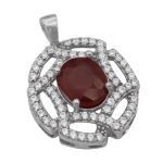 گردنبند یاقوت سرخ الماس تراش نقره زنانه طرح طناز