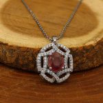 گردنبند یاقوت سرخ الماس تراش نقره زنانه طرح طناز - Image 2