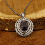 گردنبند یاقوت کبود الماس تراش نقره زنانه طرح نیکول - Image 2