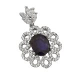 گردنبند یاقوت کبود الماس تراش نقره زنانه طرح آتریسا