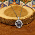 گردنبند یاقوت کبود الماس تراش نقره زنانه طرح آتیه - Image 2