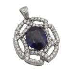 گردنبند یاقوت کبود الماس تراش نقره زنانه طرح هلیا