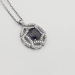 گردنبند یاقوت کبود الماس تراش نقره زنانه طرح هلیا - Image 3