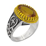 انگشتر الکساندریت الماس تراش نقره مردانه طرح تشرف