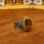 انگشتر الکساندریت الماس تراش نقره مردانه طرح تشرف - Image 2