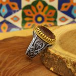 انگشتر الکساندریت الماس تراش نقره مردانه طرح تشرف - Image 3