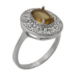 انگشتر الکساندریت الماس تراش نقره زنانه طرح مدینه