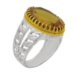 انگشتر الکساندریت الماس تراش نقره مردانه طرح جمال