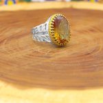 انگشتر الکساندریت الماس تراش نقره مردانه طرح جمال - Image 2