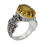 انگشتر الکساندریت الماس تراش نقره مردانه طرح خلیل