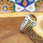 انگشتر الکساندریت الماس تراش نقره مردانه طرح فتاح - Image 2