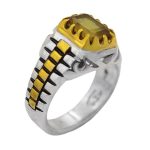 انگشتر الکساندریت الماس تراش نقره مردانه طرح بهادر