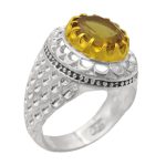 انگشتر الکساندریت الماس تراش نقره مردانه طرح بلال