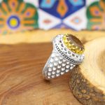 انگشتر الکساندریت الماس تراش نقره مردانه طرح بلال - Image 2