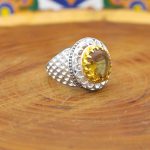 انگشتر الکساندریت الماس تراش نقره مردانه طرح بلال - Image 3