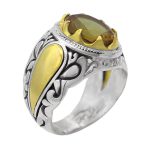 انگشتر الکساندریت الماس تراش نقره مردانه طرح جوان