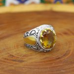 انگشتر الکساندریت الماس تراش نقره مردانه طرح جوان - Image 2