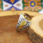 انگشتر الکساندریت الماس تراش نقره مردانه طرح جوان - Image 3