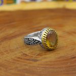 انگشتر الکساندریت الماس تراش نقره مردانه طرح نریمان - Image 2