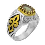 انگشتر الکساندریت الماس تراش نقره مردانه طرح صنوبر