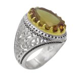 انگشتر الکساندریت الماس تراش نقره مردانه طرح رجب