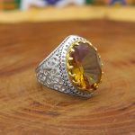 انگشتر الکساندریت الماس تراش نقره مردانه طرح رجب - Image 3