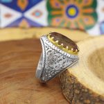 انگشتر الکساندریت الماس تراش نقره مردانه طرح رجب - Image 2