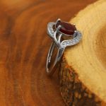 انگشتر گارنت نقره زنانه طرح نوبهار - Image 3