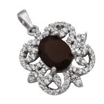 گردنبند گارنت الماس تراش نقره زنانه طرح بابونه