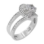 حلقه تک نگین نقره زنانه طرح ژینا