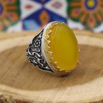 انگشتر شرف الشمس نقره مردانه طرح یامهدی (عج) یاحسین (ع) - Image 2